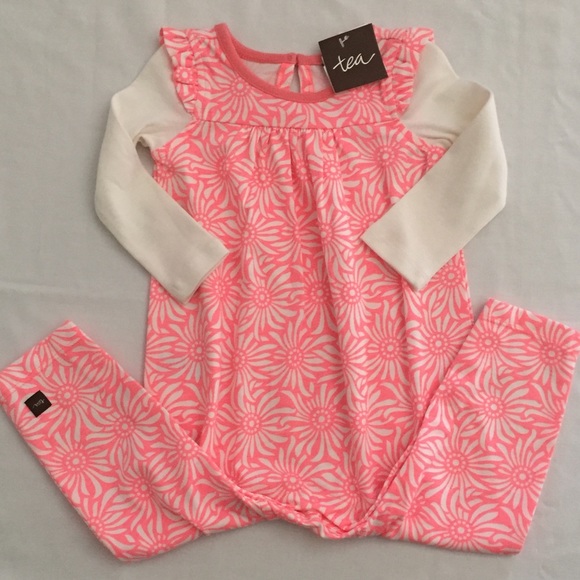 Tea Collection Pink Daisy Pattern Romper Jumpsuit - Picture 3 of 3